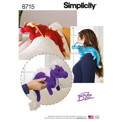 Simplicity Pattern 8715 Stuffed Dragons