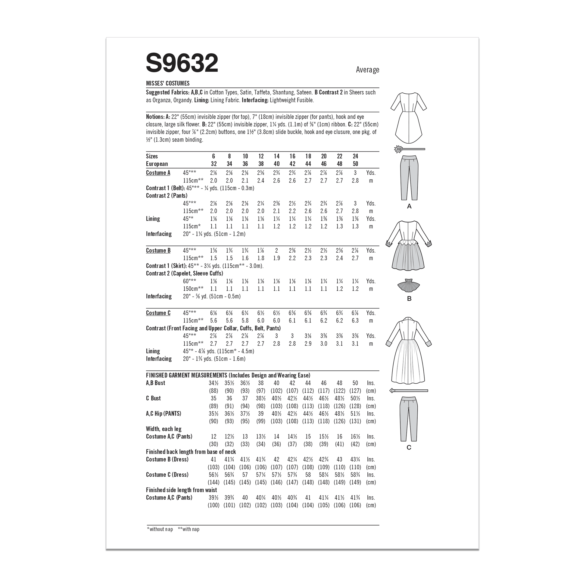 Simplicity Pattern S9632h Misses' Costumes