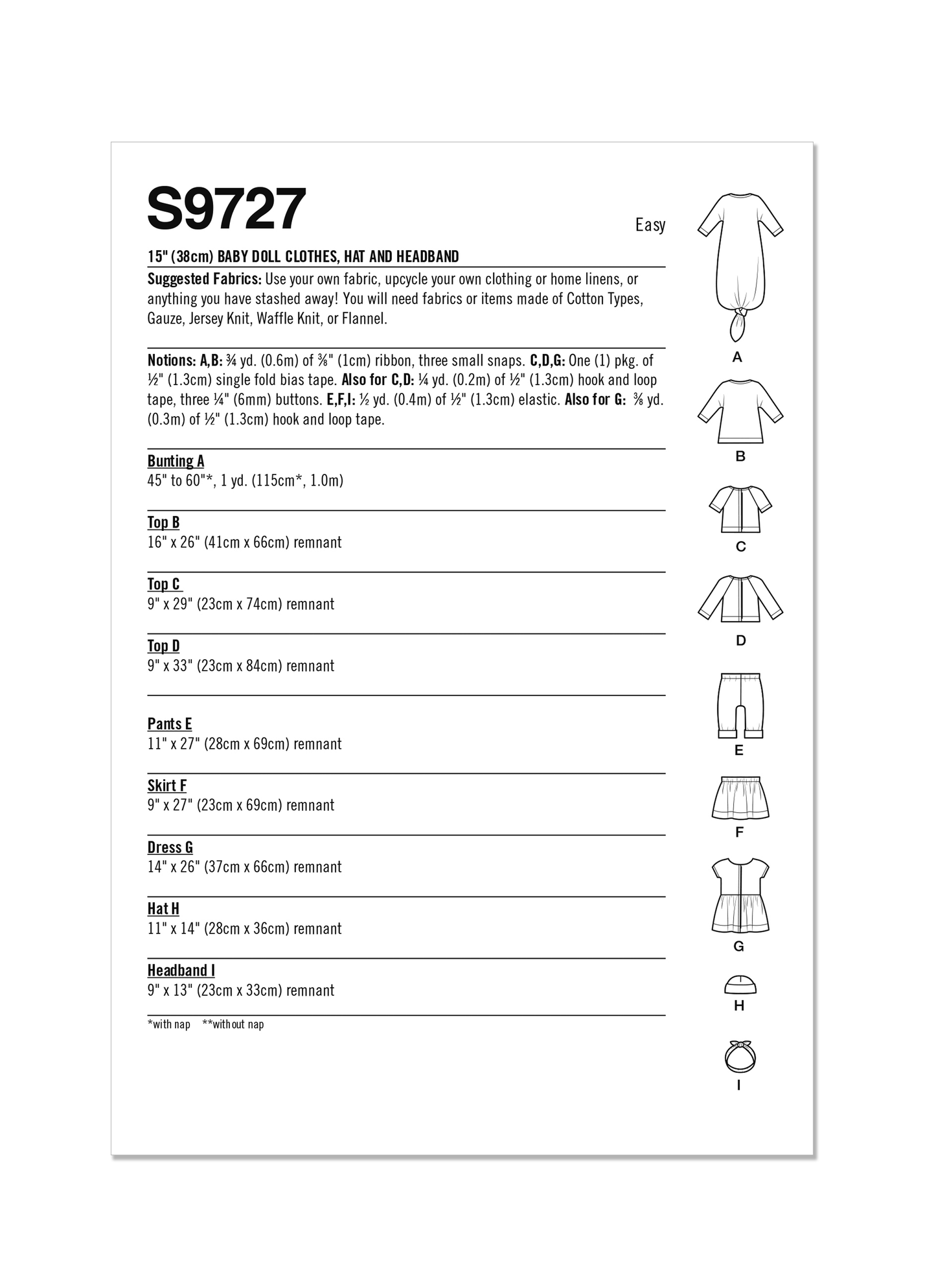 Simplicity Pattern S9727 Undefined Doll Clothes