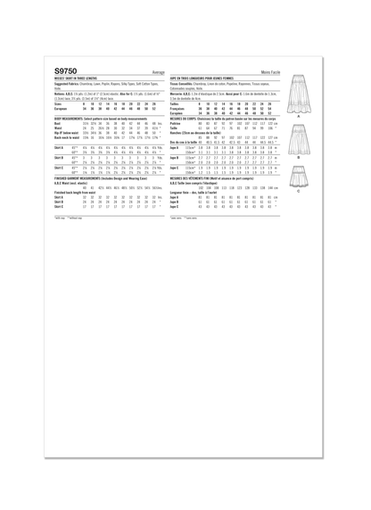 Simplicity Pattern S9750 Misses' Skirt Pants