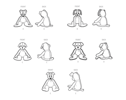 Simplicity Pattern 9807 Poseable Plush Animals