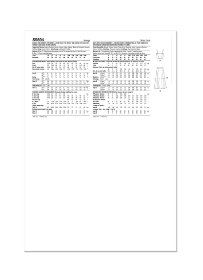 Simplicity Pattern S9894 Misses' and Women's Top and Skirt in Two Lengths