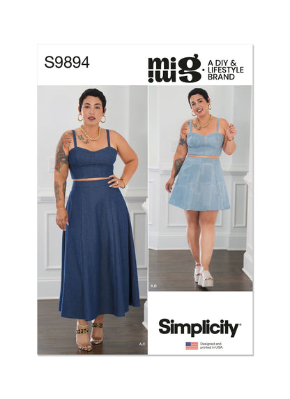 Simplicity Pattern S9894 Misses' and Women's Top and Skirt in Two Lengths
