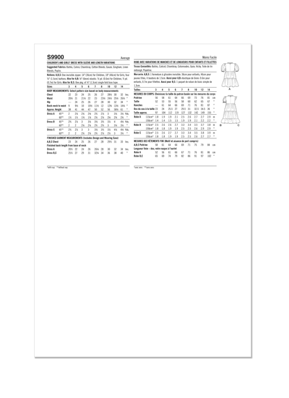 Simplicity Pattern 9900 Child Girl Dress