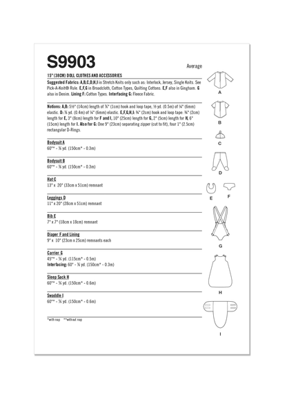 Simplicity Pattern 9903 Doll Clothes
