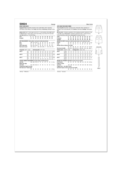 Simplicity Pattern S9924 Misses' Skirt Pants