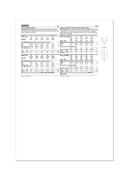 Simplicity Pattern S9929 Misses' and Women's Lounge Set