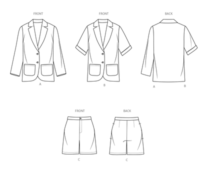 Simplicity Sewing Pattern S9930  Children's, Teens' and Adults' Blazers and Shorts