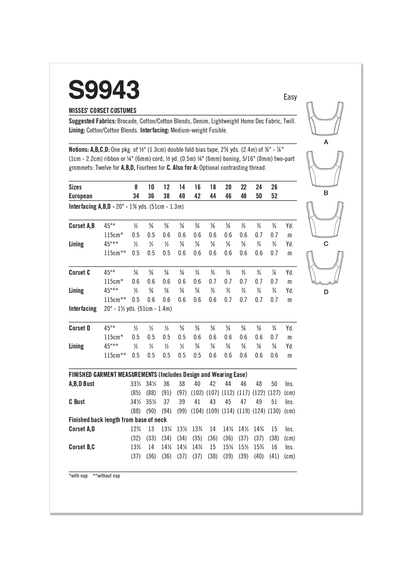 Simplicity Pattern S9943 Misses' Costume