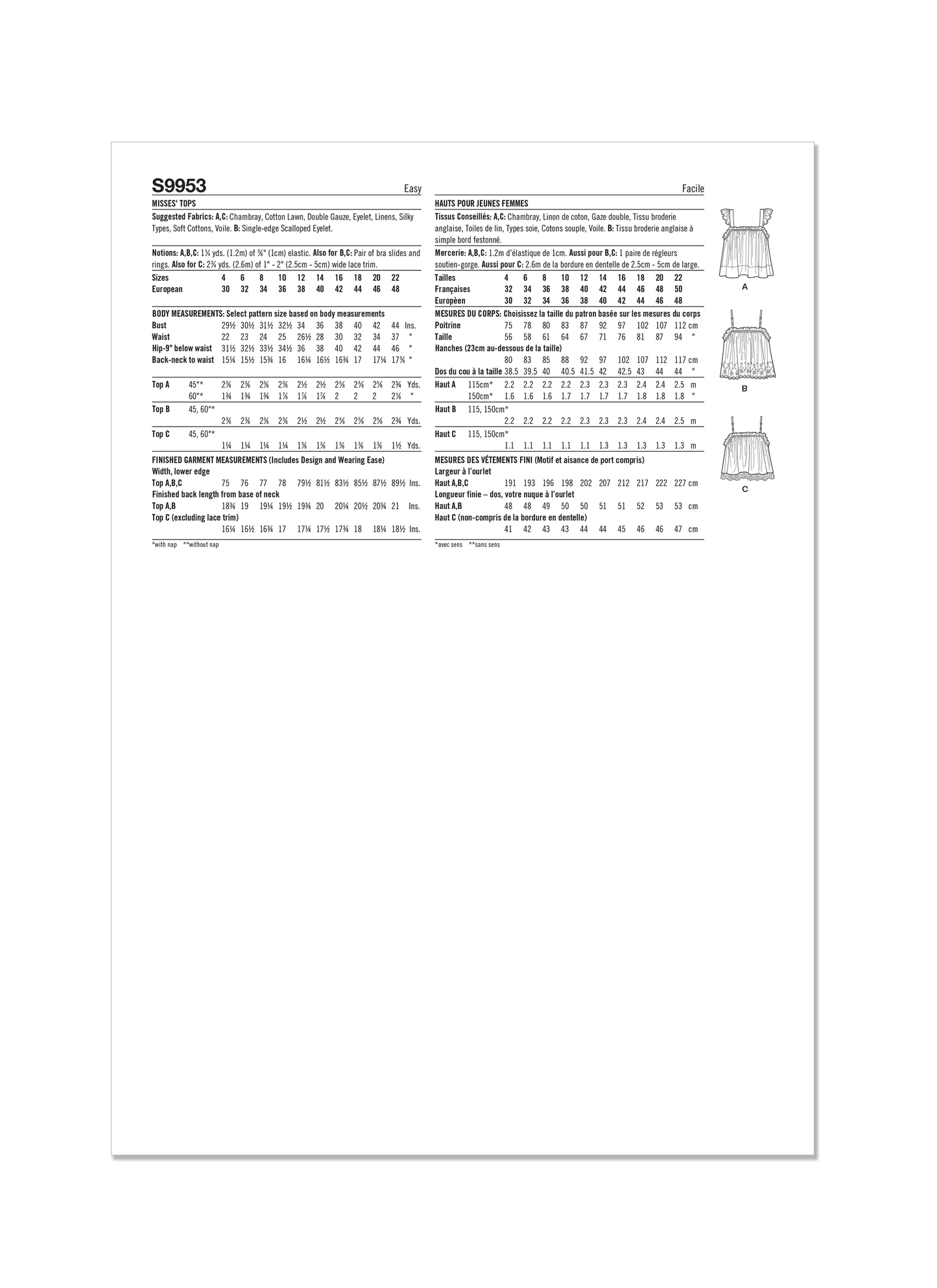Simplicity Pattern 9953 Misses' Top