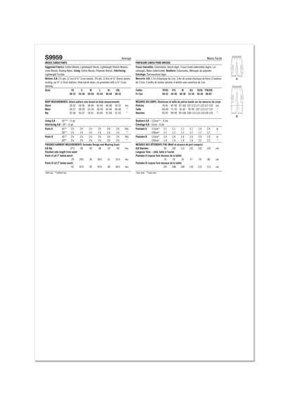 Simplicity Pattern 9959 Unisex Cargo Pants