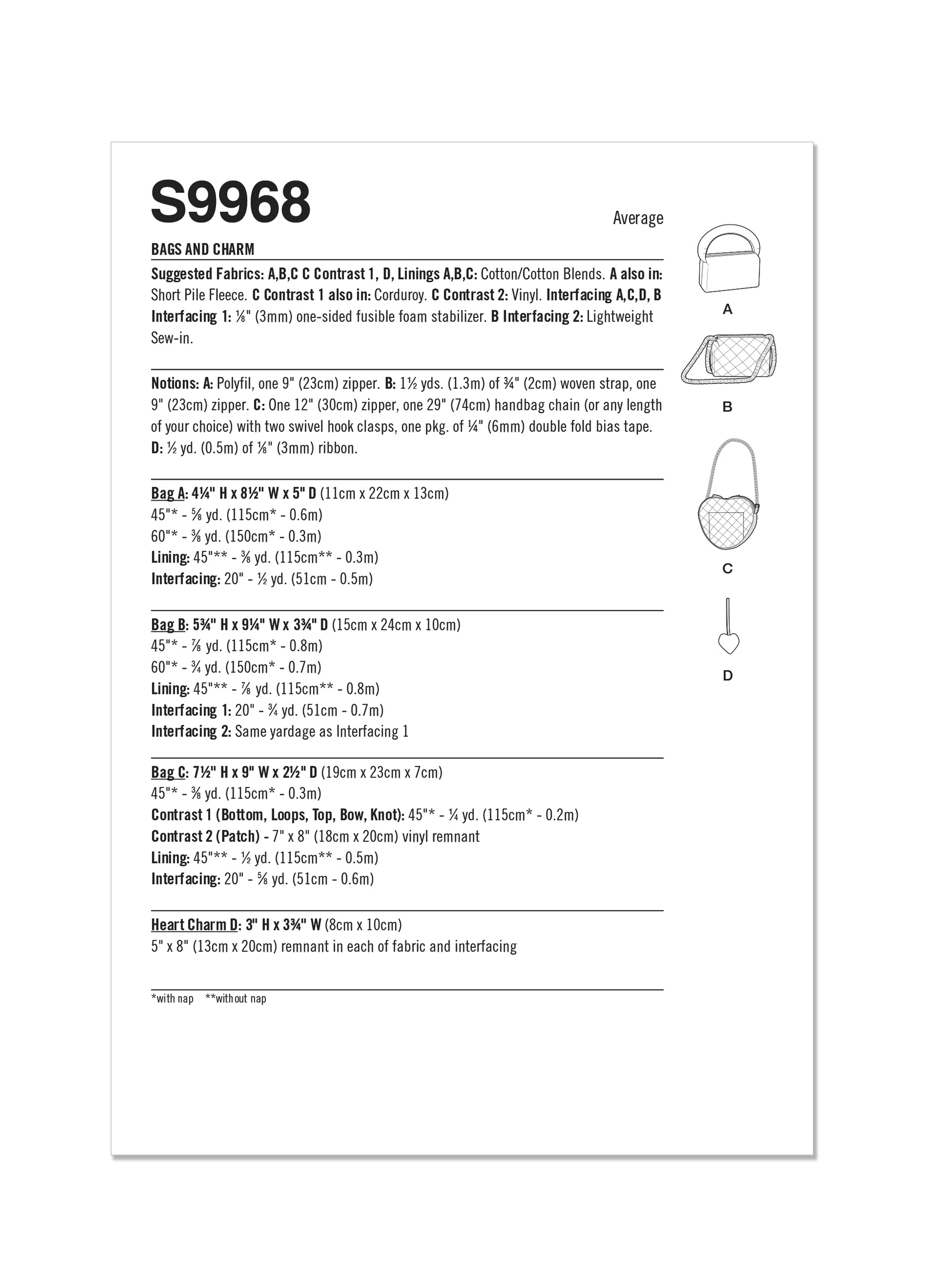 Simplicity Pattern 9968 Bags and Charm