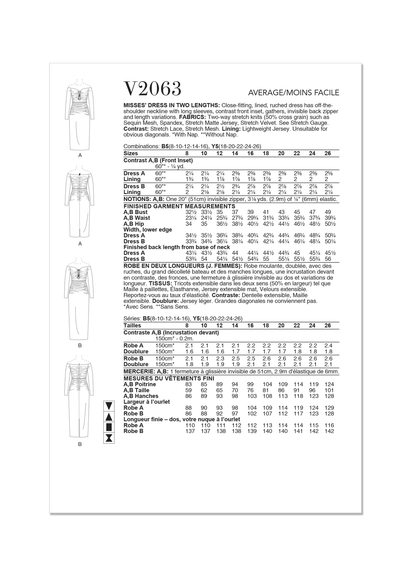 Vogue Pattern V2063 Misses' Dress