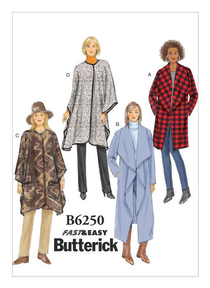 Butterick Pattern B6250 Misses Jacket, Coat & Wrap