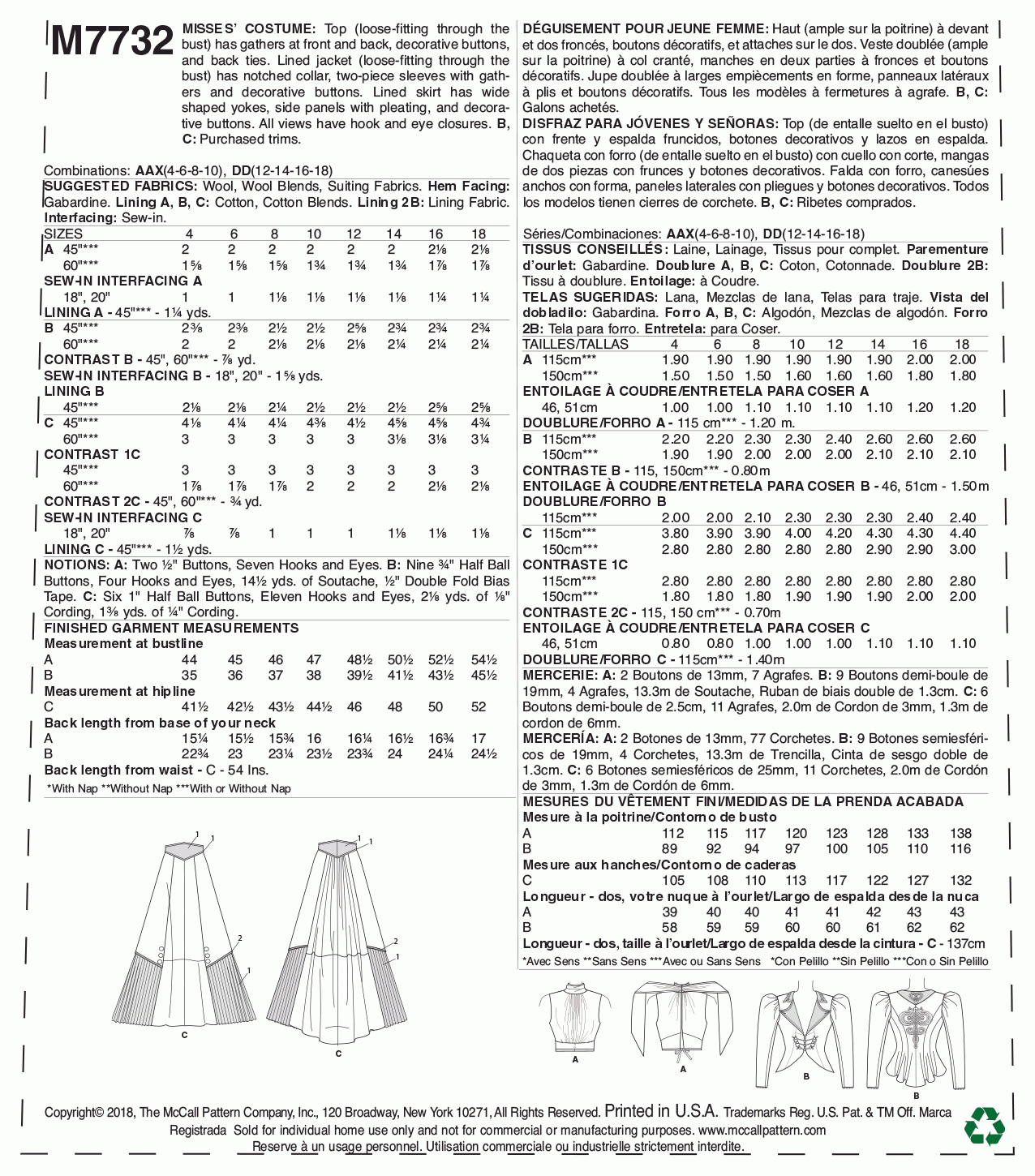 McCall's Pattern M7732 AAX (4-6-8-10)