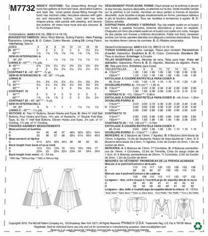 McCall's Pattern M7732 AAX (4-6-8-10)