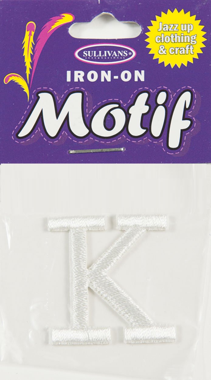Iron On Motif Letter, White - 30mm - Sullivans