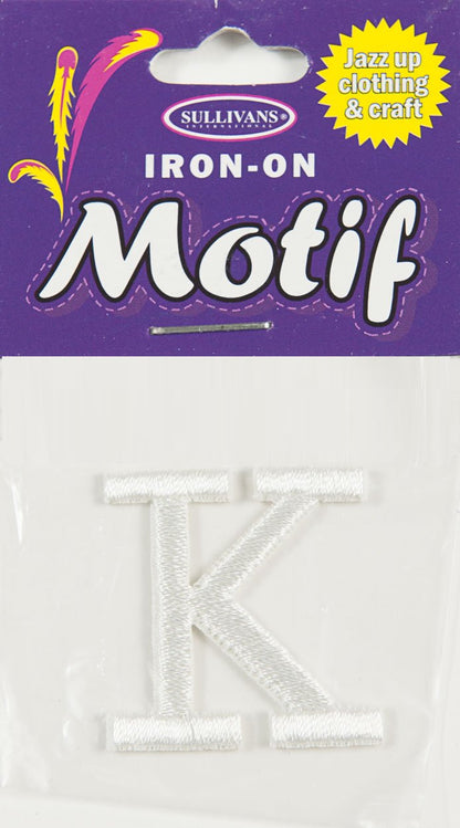 Iron On Motif Letter, White - 30mm - Sullivans