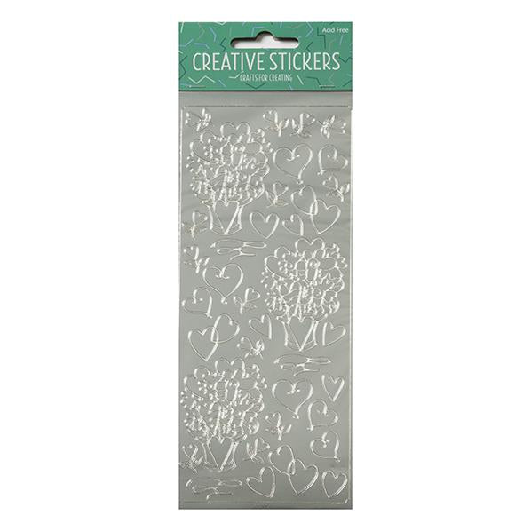 Arbee Stickers, Bouquet Hearts SIlver