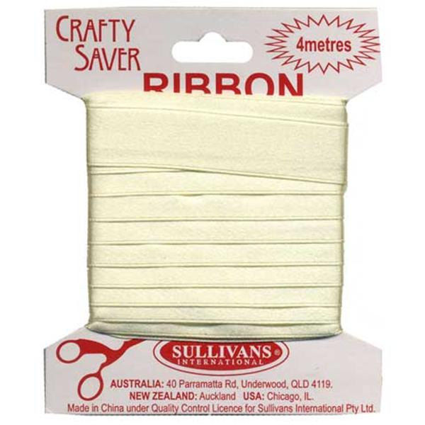 Crafty Saver Satin Ribbon, Cream- 16mm x 4m