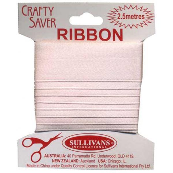 Crafty Saver Satin Ribbon, Pale Pink- 25mm x 2.5m