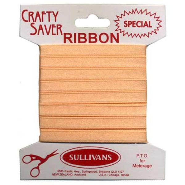 Crafty Saver Satin Ribbon, Apricot- 6mm x 6m