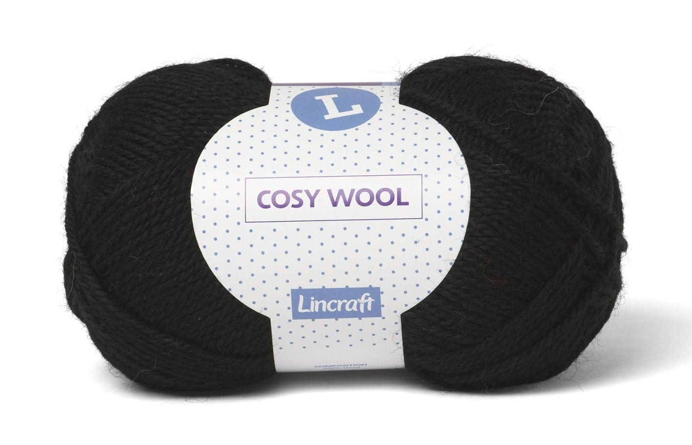 Lincraft Cosy Wool Yarn 8ply, Black- 100g Wool Yarn