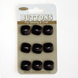 Sullivans Square Button 9pc, Black- 11mm