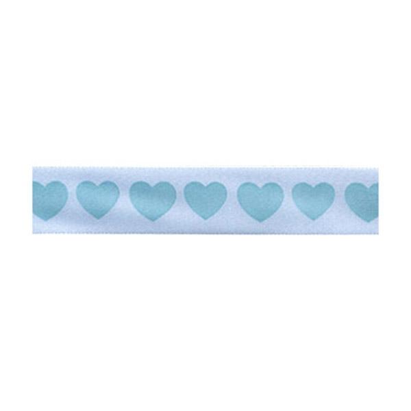 Sullivans Satin Ribbon, Hearts Light Blue- 16mm