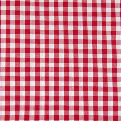 Poly Cotton Gingham 1/4in Fabric, Red- Width 112cm