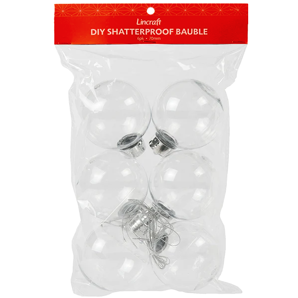 DIY Shatterproof Baubles 6pk- 70mm