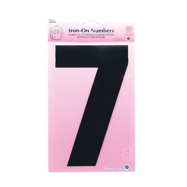 Hemline Iron On Numeral, Black 7- 20cm