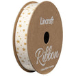 Cotton Ribbon, Gold Stars- 15mm x 3m