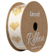 Cotton Ribbon, Heart Gold- 25mm x 3m