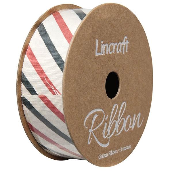 Cotton Ribbon, Barber Red Blue- 25mm x 3m – Lincraft New Zealand