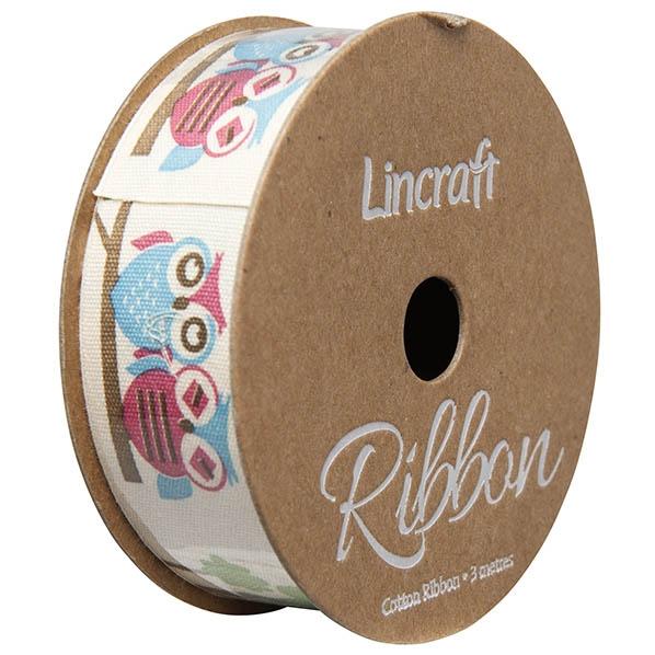 Cotton Ribbon, Pink Blue Owl- 25mm x 3m – Lincraft New Zealand