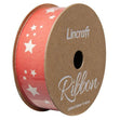 Cotton Ribbon, Stars Fluoro Pink- 25mm x 3m