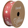 Cotton Ribbon, Stars Blood Red- 25mm x 3m