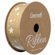 Cotton Ribbon, Stars Gold- 25mm x 3m