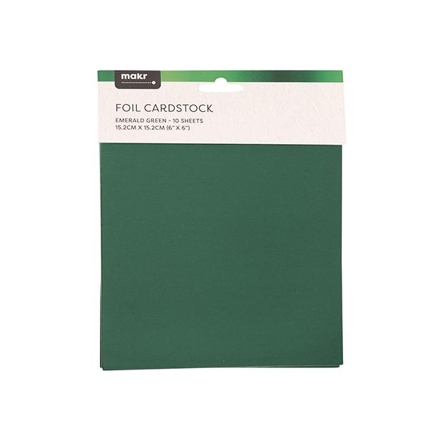 Makr 6x6 inch Foil Cardstock, XMAS Green- 6pk