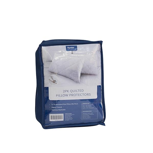 Formr Quilted Pillow Protector, White- 2pk