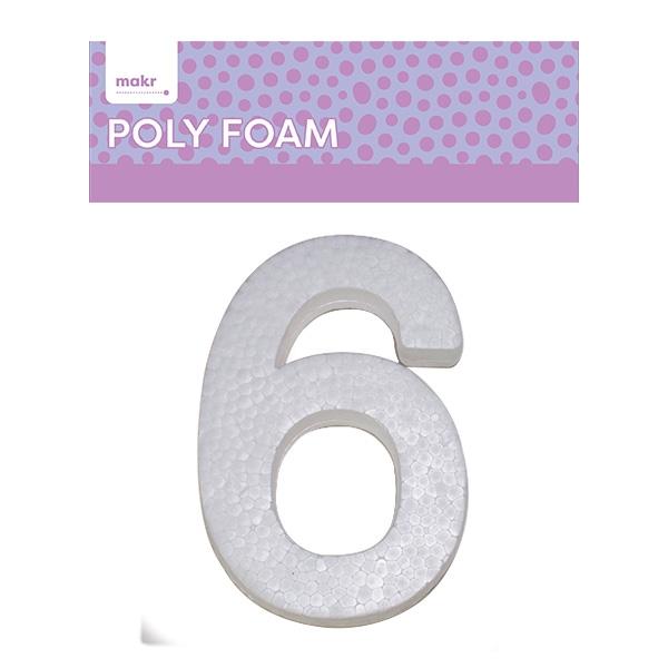 Makr Polyfoam, Large Numeral 6- White