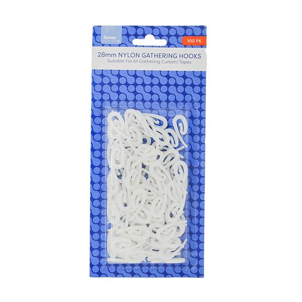 Formr Nylon Gathering Hooks, 28mm White- 100pk