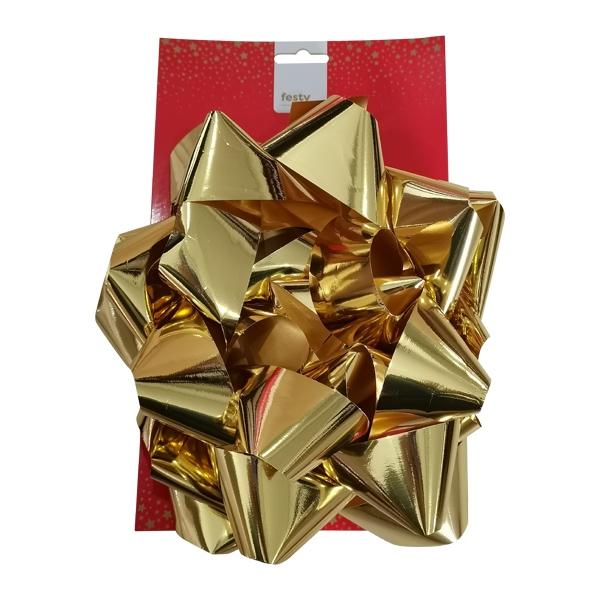 Christmas Bow Shiny Pet/Pet Matt, Gold- 30cm