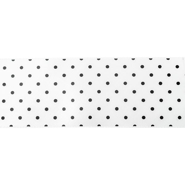 Makr Ribbon, Small Dots White Satin- 38mmx3.6m