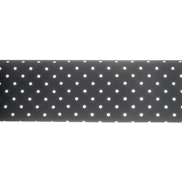 Makr Ribbon, Small Dots Black Satin- 38mmx3.6m