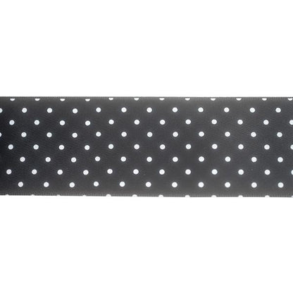 Makr Ribbon, Small Dots Black Satin- 38mmx3.6m