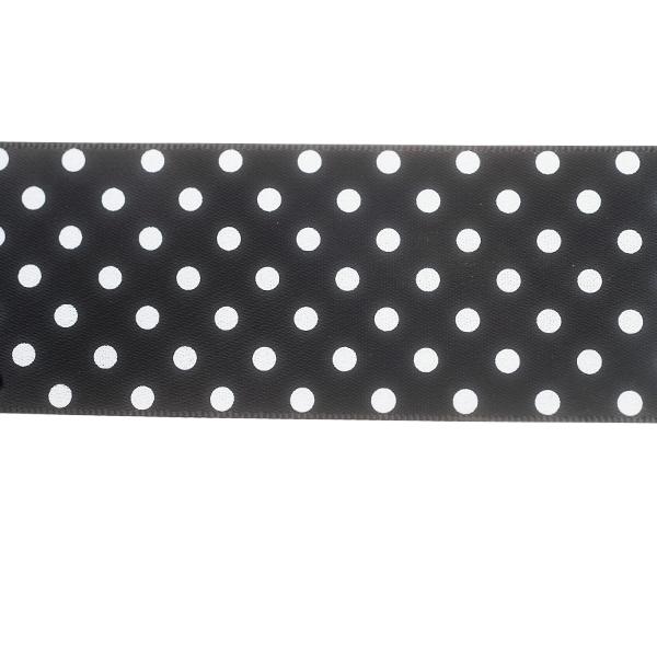 Makr Ribbon, Medium Dots Black Satin- 38mmx3.6m