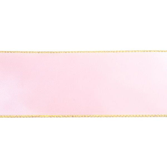 Makr Ribbon, Gold Edge Pearl Pink Satin- 38mmx3.6m