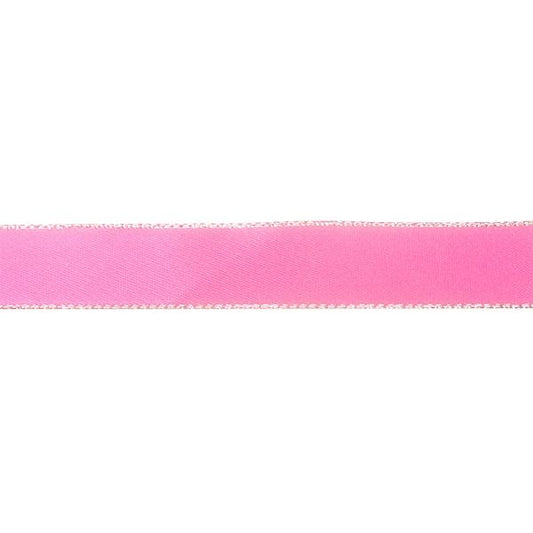 Makr Ribbon, Silver Edge Hot Pink Satin- 16mmx4.5m